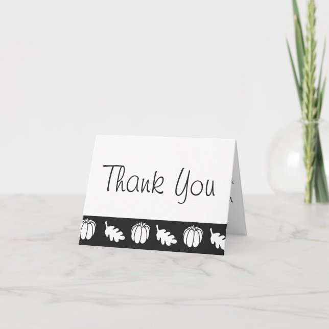 Pumpkin Patch in Black Thank You Card (Front)