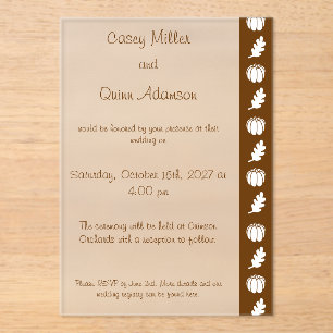 Pumpkin Patch in Chocolate Acrylic Wedding Invitations