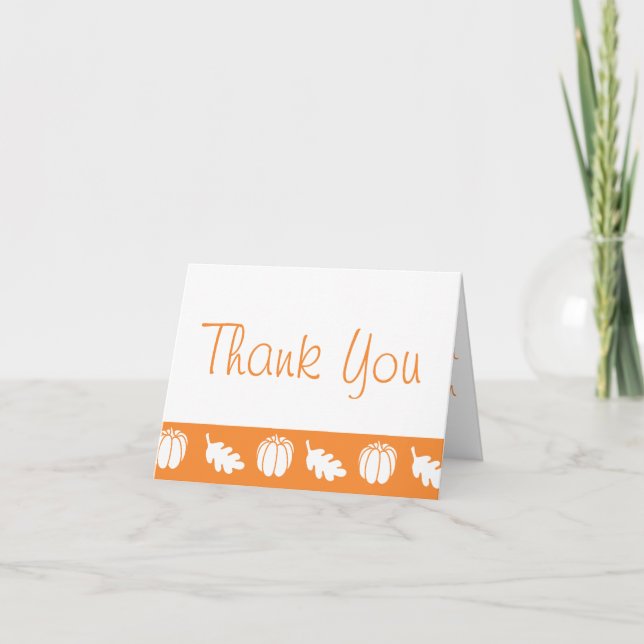 Pumpkin Patch in Orange Thank You Card (Front)