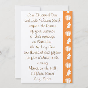 Pumpkin Patch in Orange Wedding Invitation