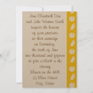 Pumpkin Patch in Yellow Wedding Invitation