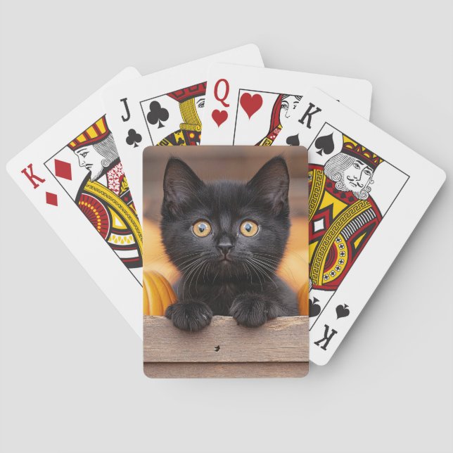 Pumpkin Patch Kitten Playing Cards (Back)