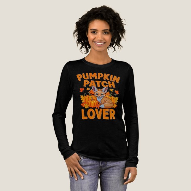 Pumpkin Patch Lover – Cute Fox Autumn Fall Tri-Blend Shirt (Full Front)