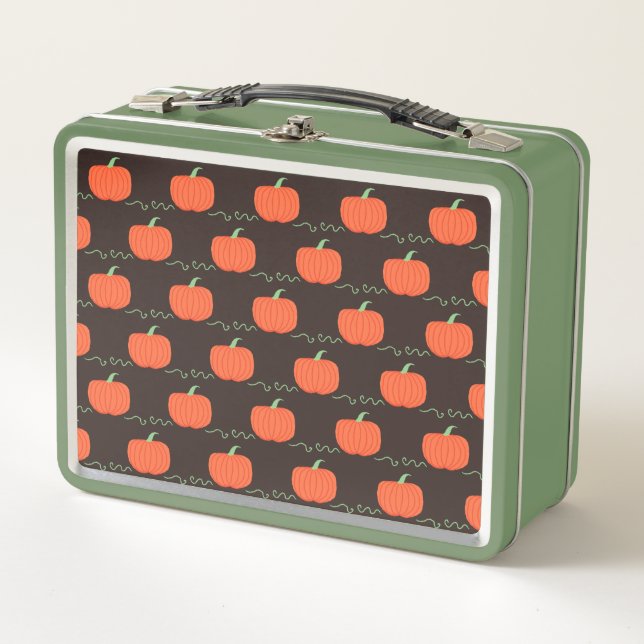Pumpkin Patch Metal Lunchbox (Brown & Orange) (Front)