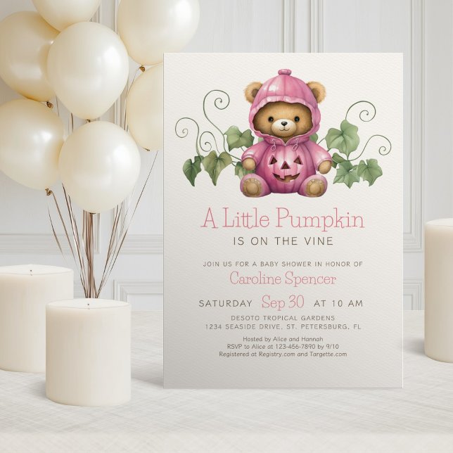 Pumpkin Patch Minimalist Girl Baby Shower Invitation (Creator Uploaded)
