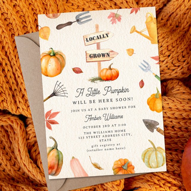 Pumpkin Patch Neutral Fall Baby Shower Invitation (Creator Uploaded)