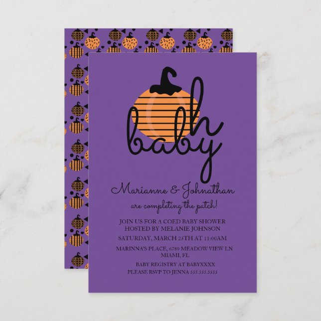 Pumpkin Patch Oh Baby Pumpkins Baby Shower Invitation (Front/Back)