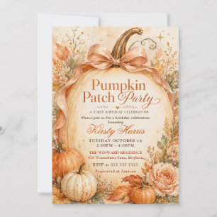Pumpkin Patch Party 1st Birthday Celebration Invitation