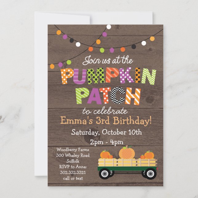 Pumpkin Patch Party Invitation (Front)