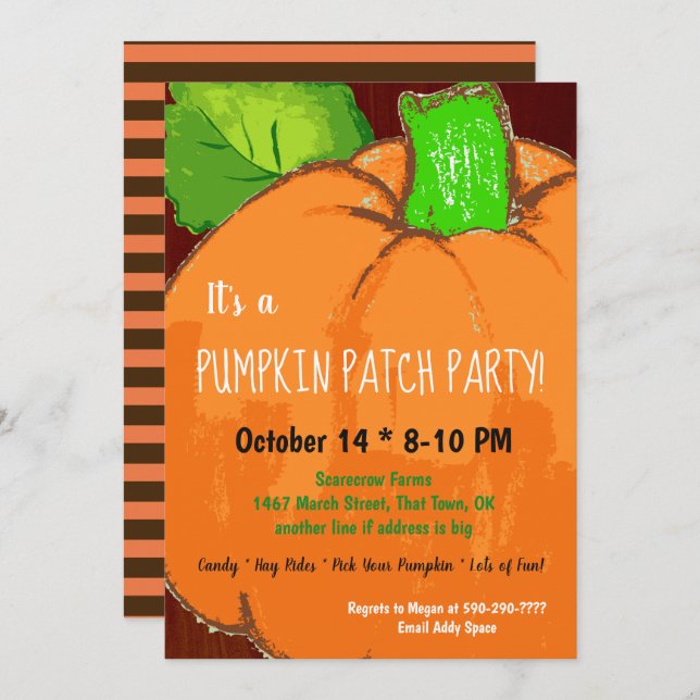 Pumpkin Patch Party Invitation (Front/Back)