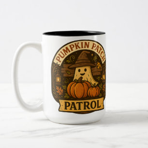 Pumpkin Patch Patrol Halloween Two-Tone Coffee Mug