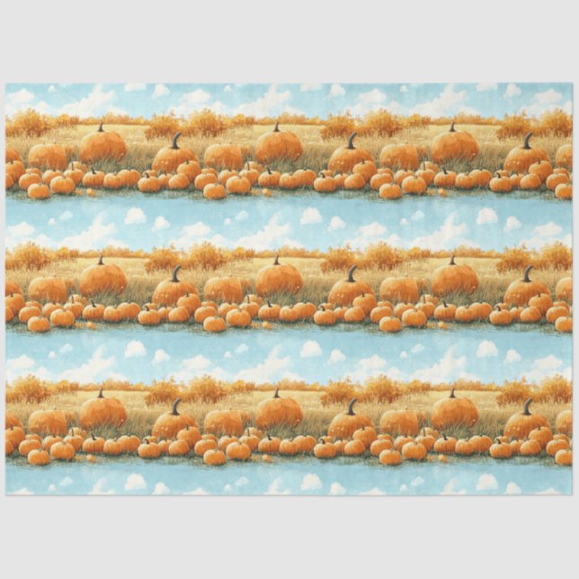Pumpkin Patch Pattern Decoupage Tissue Paper (Front)