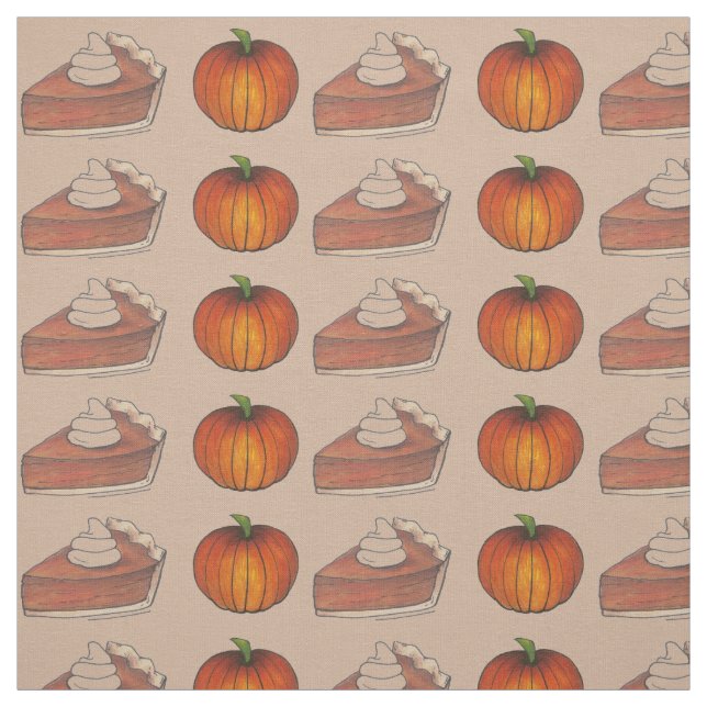 Pumpkin Patch Pie Slice Thanksgiving Dinner Autumn Fabric (Swatch)