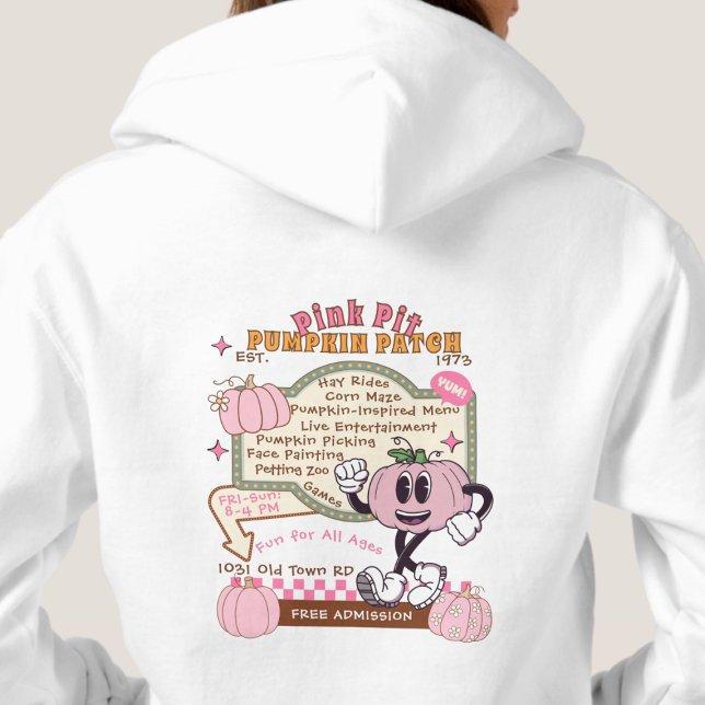 Pumpkin Patch Pumpkin Picking - Pink Pumpkin  Hoodie (This item is for display purposes only to illustrate the design element. )