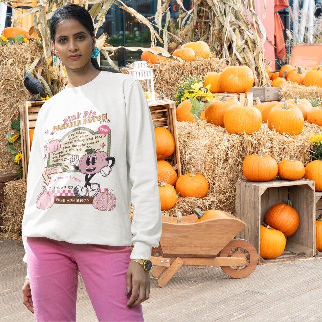 Pumpkin Patch Pumpkin Picking - Pink Pumpkin  Sweatshirt (This item is for display purposes only to illustrate the design element.)