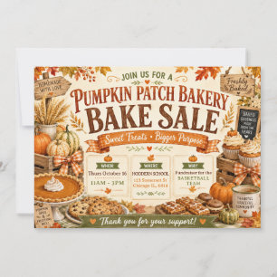 Pumpkin Patch Rustic Fall Harvest Bake Sale Invitation