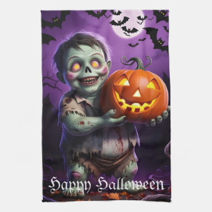 Pumpkin Patch Skeleton Companion Tea Towel