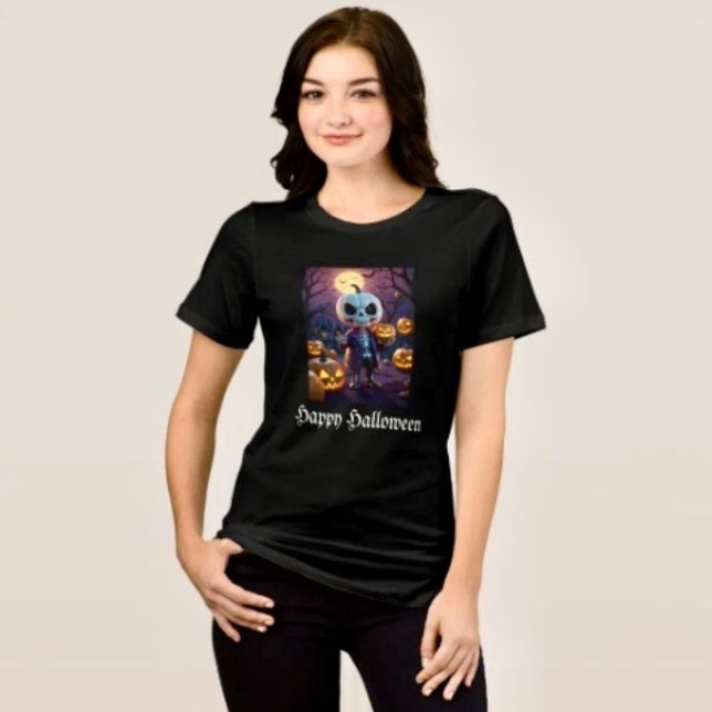 Pumpkin Patch Skeleton Companion Tri-Blend Shirt (Comfy tri-blend women’s tee feminine fit, scoop neck, short sleeves, relaxed fit.  
)