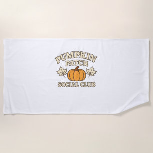 Pumpkin Patch Social Club – Cosy Autumn Aesthetic Beach Towel