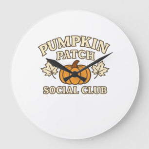 Pumpkin Patch Social Club � Cosy Autumn Aesthetic Large Clock