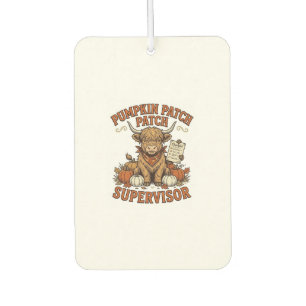 Pumpkin Patch Supervisor Highland Cow Vintage Shir Car Air Freshener