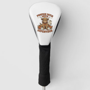 Pumpkin Patch Supervisor Highland Cow Vintage Shir Golf Head Cover