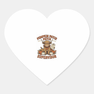 Pumpkin Patch Supervisor Highland Cow Vintage Shir Heart Sticker