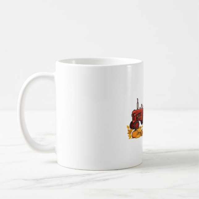 Pumpkin Patch Tractor Fall Harvest Art Coffee Mug (Left)