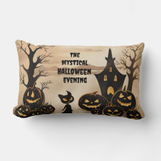 Pumpkin Patch with a Black Cat Lumbar Cushion