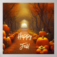 Pumpkin Path Beautiful Autumn Scene Custom