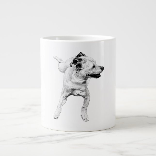 Pumpkin-Path Spin, Ears Up Large Coffee Mug (Front)