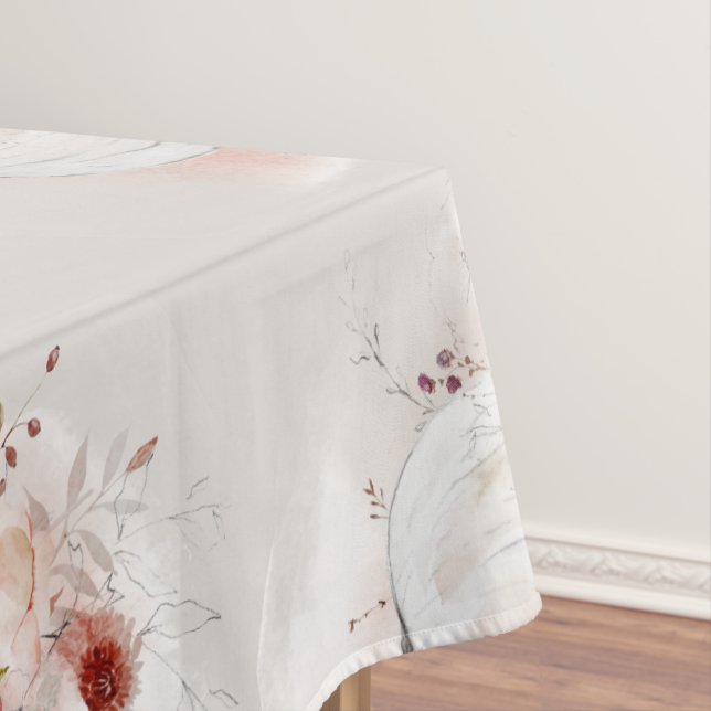 Pumpkin pattern autumn floral country watercolor tablecloth (In Situ)
