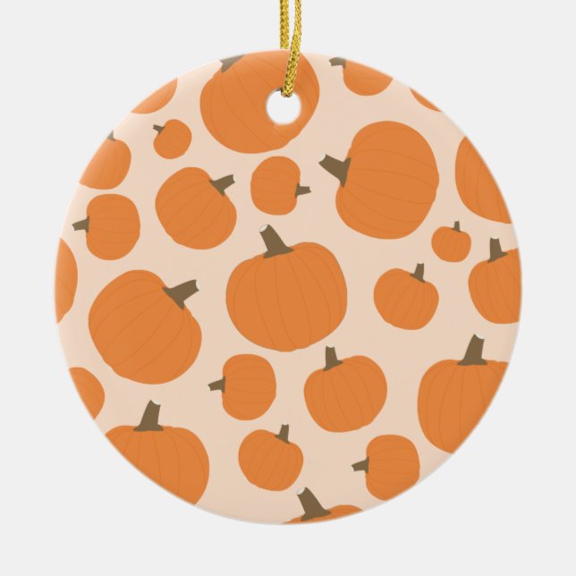 Pumpkin Pattern Fall Autumn Halloween Ceramic Tree Decoration (Front)