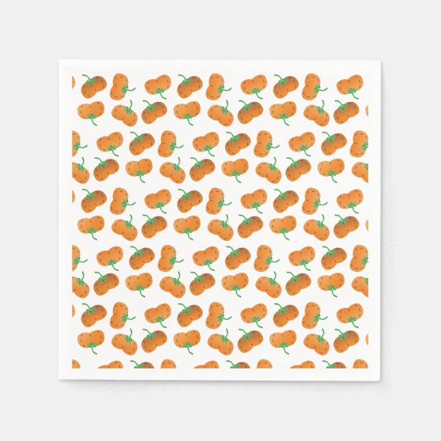 Pumpkin Pattern Fall Autumn Orange Green Napkin (Front)