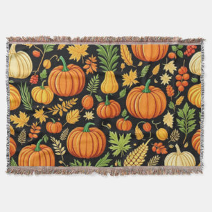Pumpkin Pattern Harvest Day Autumn Fleece Blanket