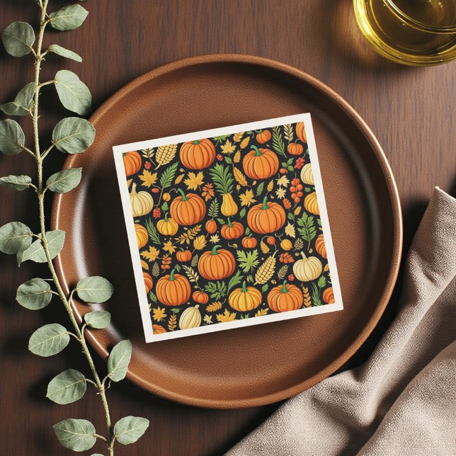 Pumpkin Pattern Harvest Day Autumn  Napkin (Pumpkin Pattern Harvest Day Autumn Napkins)