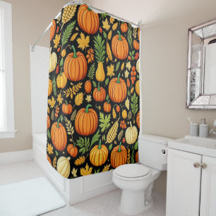 Pumpkin Pattern Harvest Day Autumn Shower Curtain