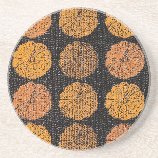 Pumpkin Pattern Orange Coaster (Front)