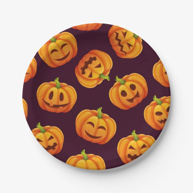 Pumpkin pattern paper plate (Front)