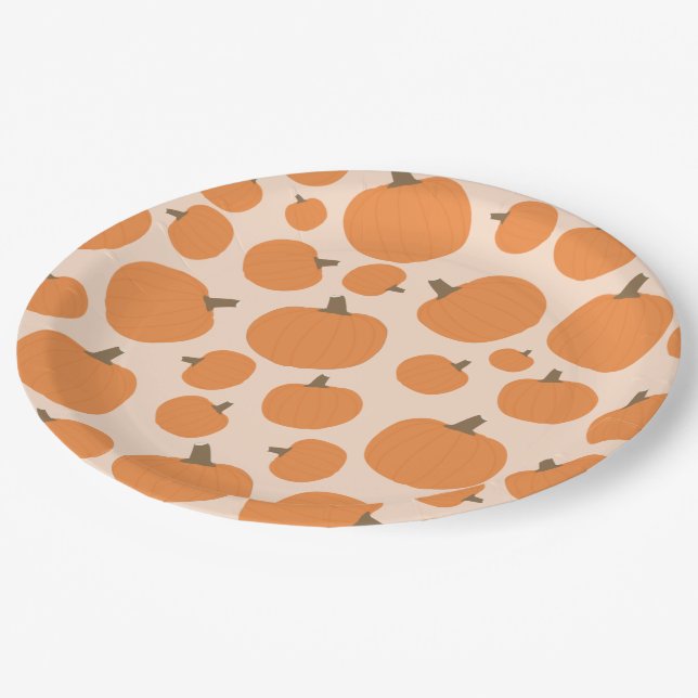 Pumpkin Pattern Paper Plate (Angled)