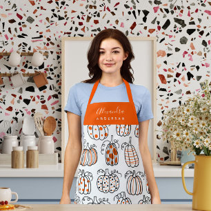 Pumpkin Pattern Script Name Fall Baker Apron