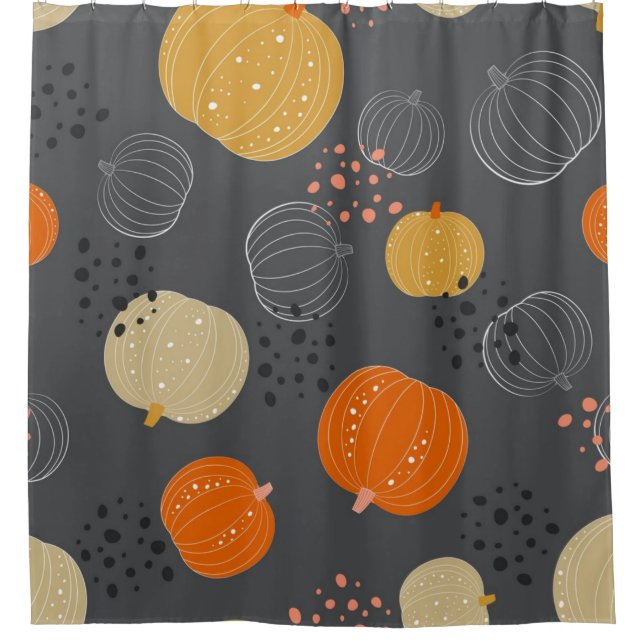 Pumpkin pattern shower curtain (Front)