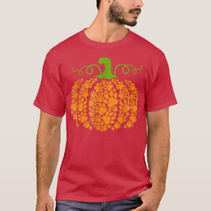 Pumpkin Paw Print Dog Lover Halloween Costume Girl T-Shirt
