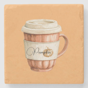 Pumpkin Peach Latte Cup Stone Coaster