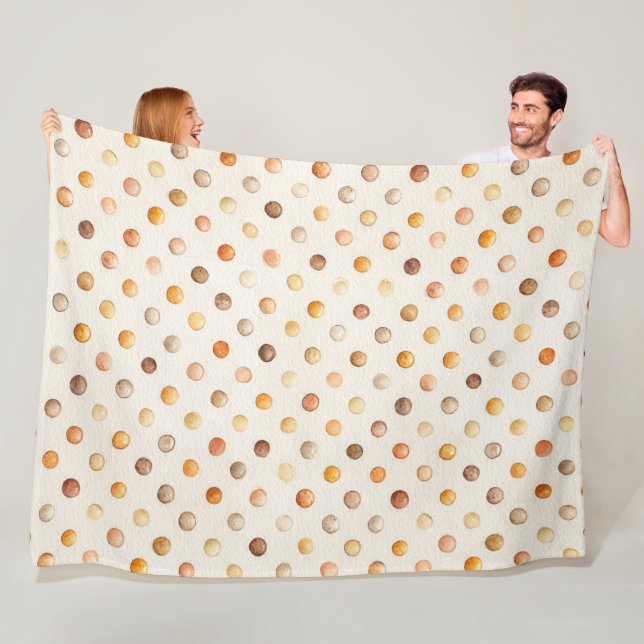 Pumpkin Peach Latte Dots Fleece Blanket (In Situ)