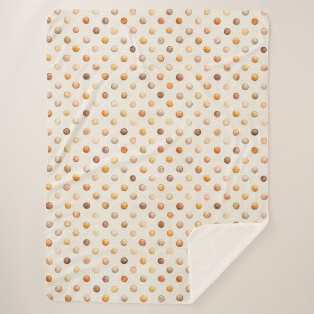 Pumpkin Peach Latte Dots Sherpa Blanket (Front)