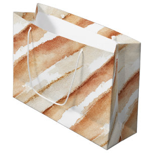 Pumpkin Peach Latte Stripes Birthday Large Gift Bag