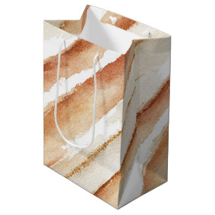 Pumpkin Peach Latte Stripes Birthday Medium Gift Bag