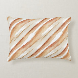 Pumpkin Peach Latte Stripes Decorative Cushion