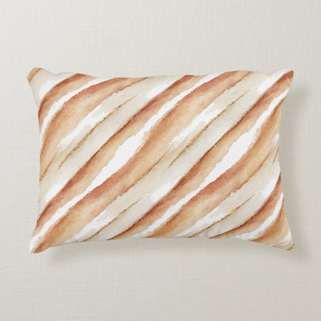 Pumpkin Peach Latte Stripes   Decorative Cushion (Front)